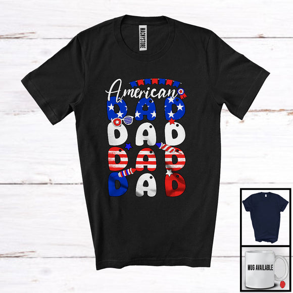 MacnyStore - American Dad, Proud 4th Of July Father's Day American Flag, Patriotic Family Group T-Shirt