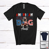 MacnyStore - American Dog Aunt, Humorous 4th Of July American Flag Pug Owner, Fireworks Patriotic Family T-Shirt