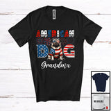 MacnyStore - American Dog Grandma, Humorous 4th Of July American Flag Pug, Fireworks Patriotic Family T-Shirt