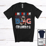 MacnyStore - American Dog Grandpa, Humorous 4th Of July American Flag Pug, Fireworks Patriotic Family T-Shirt