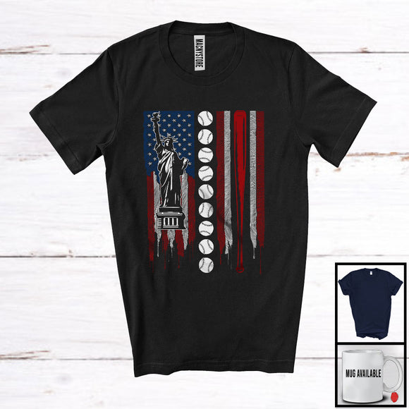 MacnyStore - American Flag Baseball, Amazing 4th Of July Patriotic Group, Sport Player Playing Team T-Shirt