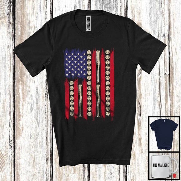 MacnyStore - American Flag Baseball, Proud 4th Of July USA Flag Sport Player Playing Team, Patriotic Group T-Shirt