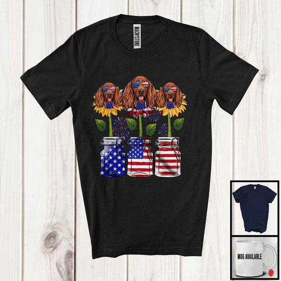 MacnyStore - American Flag Sunflower, Amazing 4th Of July Irish Setter Owner, Women Patriotic Group T-Shirt