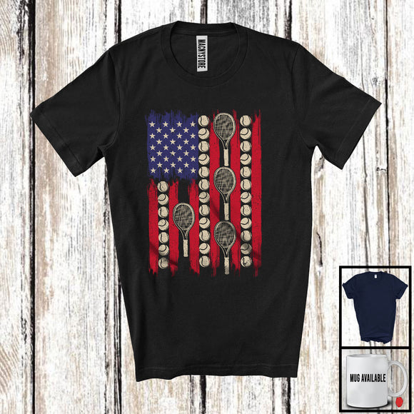 MacnyStore - American Flag Tennis, Proud 4th Of July USA Flag Sport Player Playing Team, Patriotic Group T-Shirt
