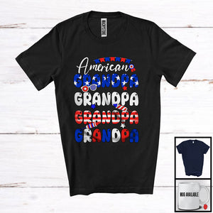 MacnyStore - American Grandpa, Proud 4th Of July Father's Day American Flag, Patriotic Family Group T-Shirt