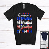 MacnyStore - American Stepmom, Proud 4th Of July Mother's Day American Flag, Patriotic Family Group T-Shirt