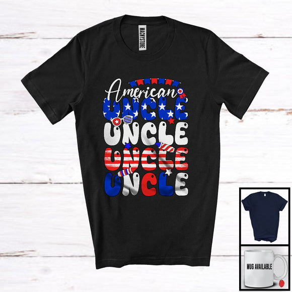 MacnyStore - American Uncle, Proud 4th Of July Father's Day American Flag, Patriotic Family Group T-Shirt