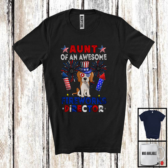 MacnyStore - Aunt Of An Awesome Fireworks Director, Lovely 4th Of July Beagle, Fireworks Patriotic T-Shirt
