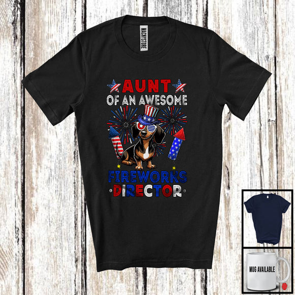 MacnyStore - Aunt Of An Awesome Fireworks Director, Lovely 4th Of July Dachshund, Fireworks Patriotic T-Shirt