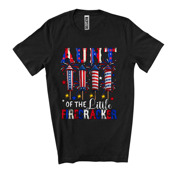 MacnyStore - Aunt Of The Little Firecracker, Joyful 4th Of July Firework US Flag, Matching Family Group T-Shirt