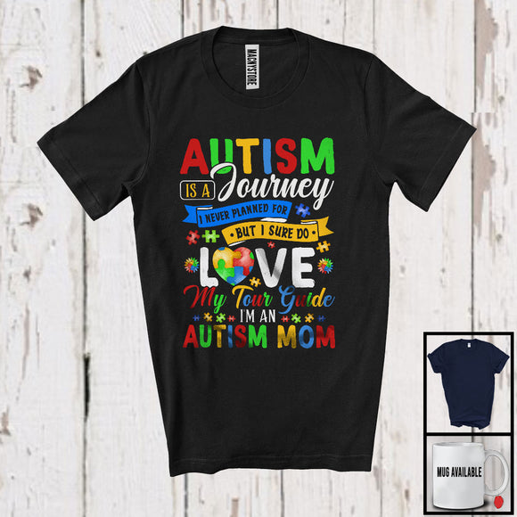 MacnyStore - Autism Is A Journey I'm An Autism Mom, Wonderful Mother's Day Puzzle Heart, Family Group T-Shirt