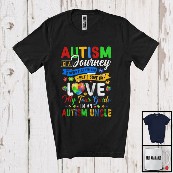 MacnyStore - Autism Is A Journey I'm An Autism Uncle, Wonderful Father's Day Puzzle Heart, Family Group T-Shirt