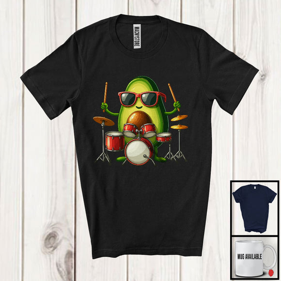 MacnyStore - Avocado Playing Drum, Lovely Fruit Vegan Drum Player, Musical Instrument Lover T-Shirt