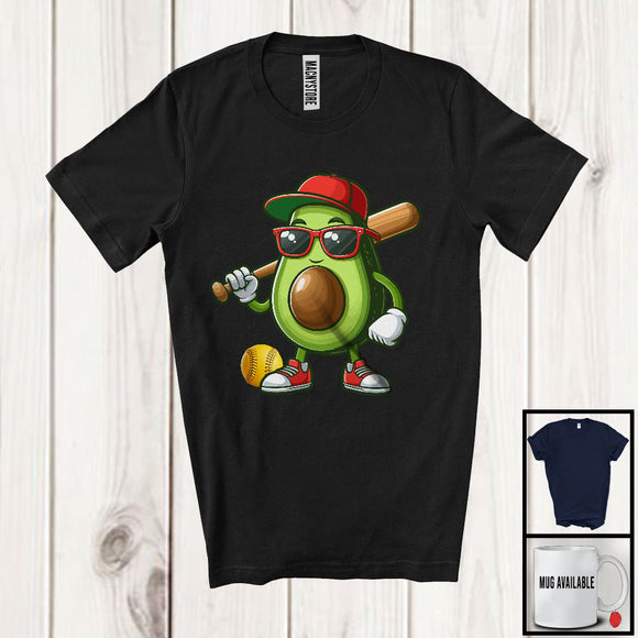 MacnyStore - Avocado Playing Softball, Lovely Fruit Vegan Softball Player Team, Sport Playing Lover T-Shirt