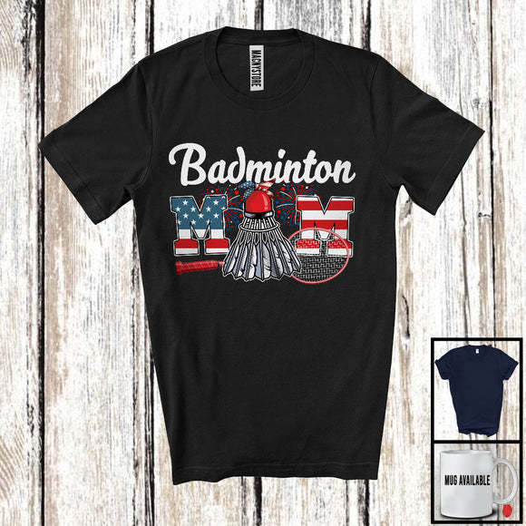 MacnyStore - Badminton Mom, Amazing Mother's Day 4th Of July American Flag Headband, Sport Patriotic T-Shirt