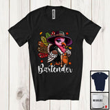 MacnyStore - Bartender; Amazing Thanksgiving Leopard Turkey Girl Women; Proud Jobs Family Group T-Shirt