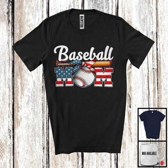 MacnyStore - Baseball Mom, Amazing Mother's Day 4th Of July American Flag Headband, Sport Player Patriotic T-Shirt