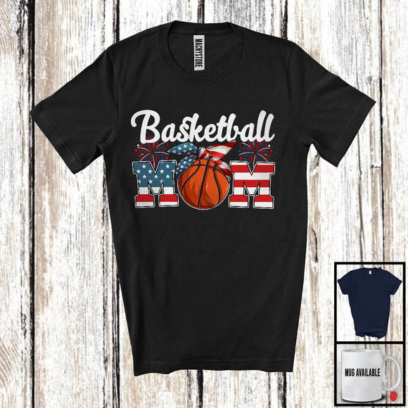 MacnyStore - Basketball Mom, Amazing Mother's Day 4th Of July American Flag Headband, Sport Patriotic T-Shirt