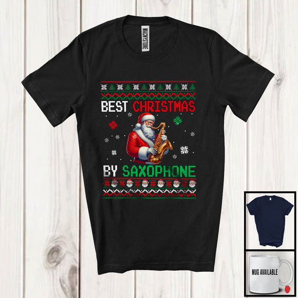 MacnyStore - Best Christmas By Saxophone; Amusing Christmas Santa Playing Saxophone; Musical Instruments T-Shirt