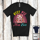 MacnyStore - Best Pig Mom Ever, Lovely Mother's Day Leopard Plaid Rainbow, Flowers Family Group T-Shirt