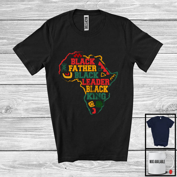 MacnyStore - Black Father Black Leader Black King, Awesome Juneteenth Africa Map, Afro African Family Group T-Shirt