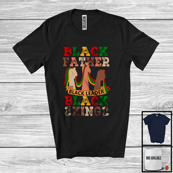 MacnyStore - Black Father Black Leader Black King, Awesome Juneteenth African American Flag, Afro Pride T-Shirt