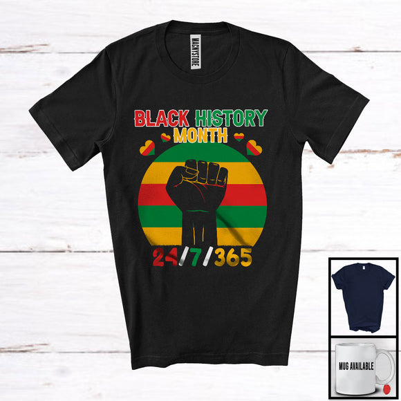 MacnyStore - Black History Month, Proud Juneteenth Black Melanin Hands, Vintage Retro Afro African American T-Shirt