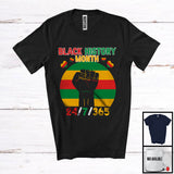 MacnyStore - Black History Month, Proud Juneteenth Black Melanin Hands, Vintage Retro Afro African American T-Shirt