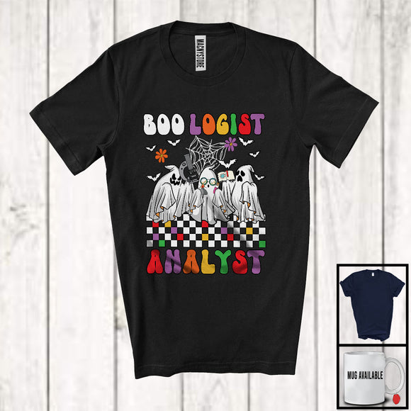MacnyStore - Boo Logist Analyst; Colorful Halloween Three Ghost Biologist Lover; Jobs Careers Group T-Shirt