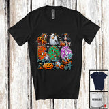 MacnyStore - Boo; Spooky Halloween Three Pumpkin Mummy Witch Cows Owner; Family Group T-Shirt