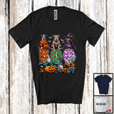 MacnyStore - Boo; Spooky Halloween Three Pumpkin Mummy Witch Pit Bulls Owner; Family Group T-Shirt