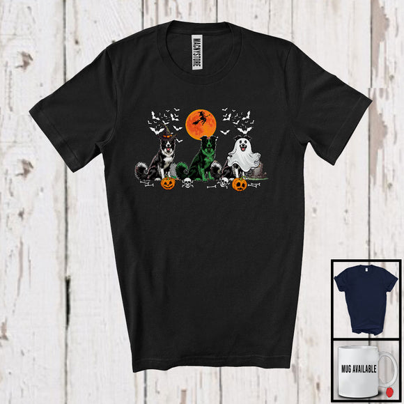 MacnyStore - Border Collie Costume Witch Zombie Boo Pumpkin; Lovely Halloween Moon; Animal Lover T-Shirt