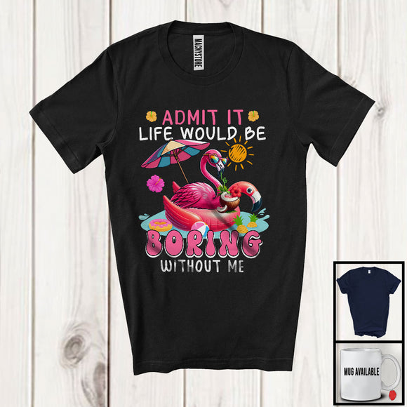 MacnyStore - Boring Without Me, Lovely Summer Vacation Flamingo, Matching Flamingo Animal Lover T-Shirt