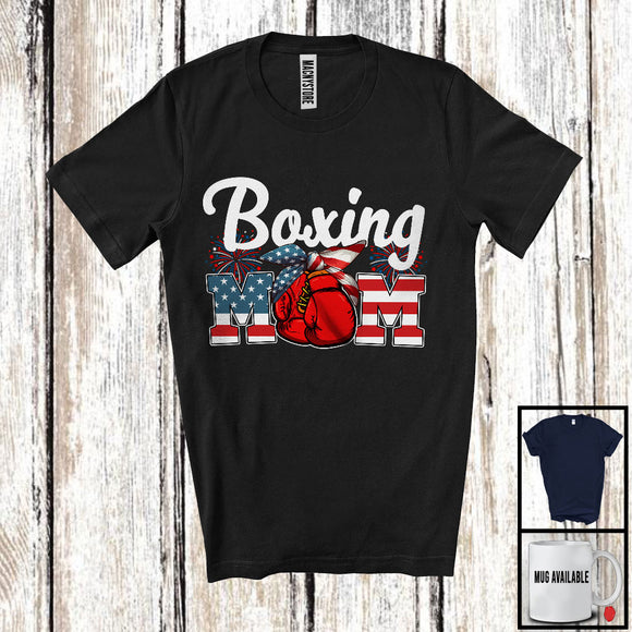 MacnyStore - Boxing Mom, Amazing Mother's Day 4th Of July American Flag Headband, Sport Player Patriotic T-Shirt