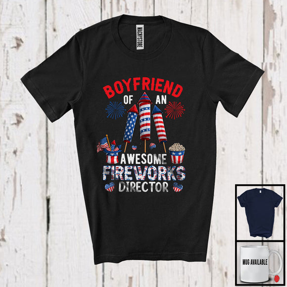 MacnyStore - Boyfriend Of An Awesome Fireworks Director, Lovely 4th Of July American Flag, Couple Patriotic T-Shirt