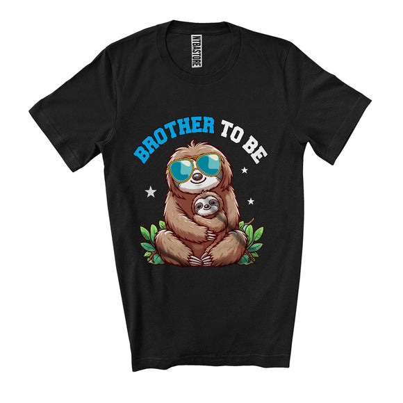 MacnyStore - Brother To Be, Lovely Father's Day Sloth New Brother, Pregnancy Announcement Animal Family T-Shirt