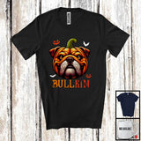 MacnyStore - Bullkin; Awesome Halloween Cosplay Bulldog Lover Pumpkin Face; Matching Family Group T-Shirt