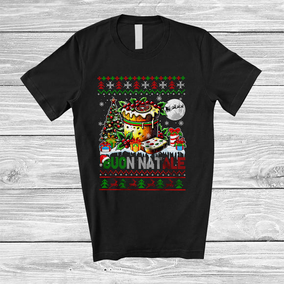 MacnyStore - Buon Natale; Amusing Christmas Tree Sweater Italian Panettone Cake; X-mas Family Group T-Shirt
