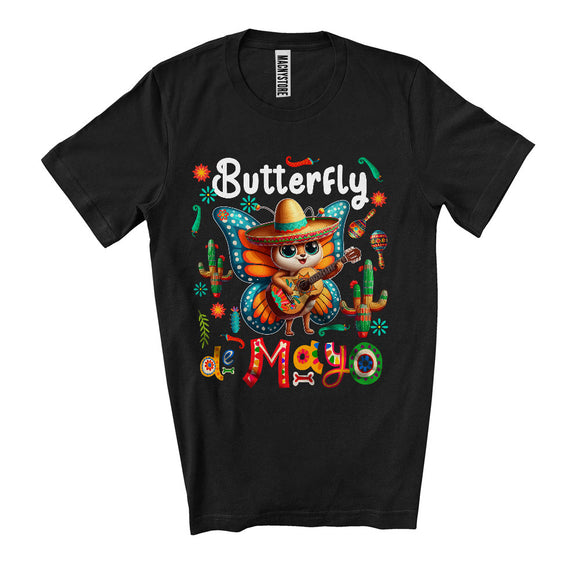 MacnyStore - Butterfly De Mayo, Wonderful Cinco De Mayo Butterfly Wearing Sombrero, Mexican Animal Lover T-Shirt