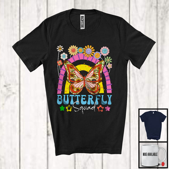 MacnyStore - Butterfly Squad, Adorable Flowers Rainbow Animal Lover, Floral Matching Women Girls Group T-Shirt