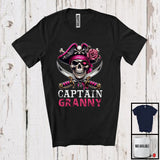MacnyStore - Captain Granny; Horror Halloween Costume Skull Pirate Lover; Matching Family Group T-Shirt