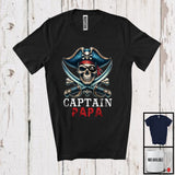 MacnyStore - Captain Papa; Horror Halloween Costume Skull Pirate Lover; Matching Family Group T-Shirt