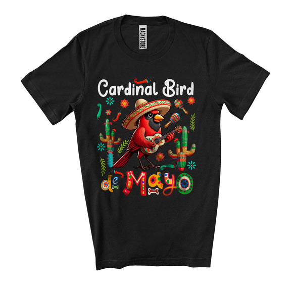 MacnyStore - Cardinal Bird De Mayo, Wonderful Cinco De Mayo Cardinal Bird Wearing Sombrero, Mexican Animal T-Shirt