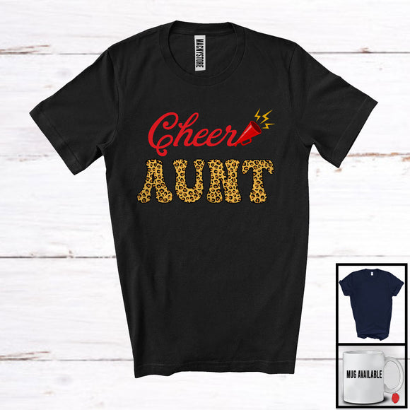 MacnyStore - Cheer Aunt, Joyful Mother's Day Leopard Proud Fan Cheerleader, Matching Family Group T-Shirt