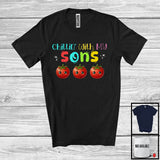 MacnyStore - Chillin' With My Sons; Colorful Three Tomato Vegetables Vegan Fruit; Matching Family Group T-Shirt