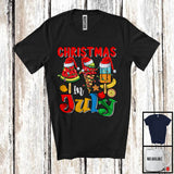 MacnyStore - Christmas In July, Colorful Summer Vacation X-mas Lights Watermelon Ice Cream, Santa Fruits T-Shirt