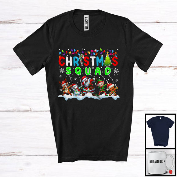MacnyStore - Christmas Squad, Adorable Christmas Dabbing Santa Reindeer ELF Snowman, Family Group T-Shirt