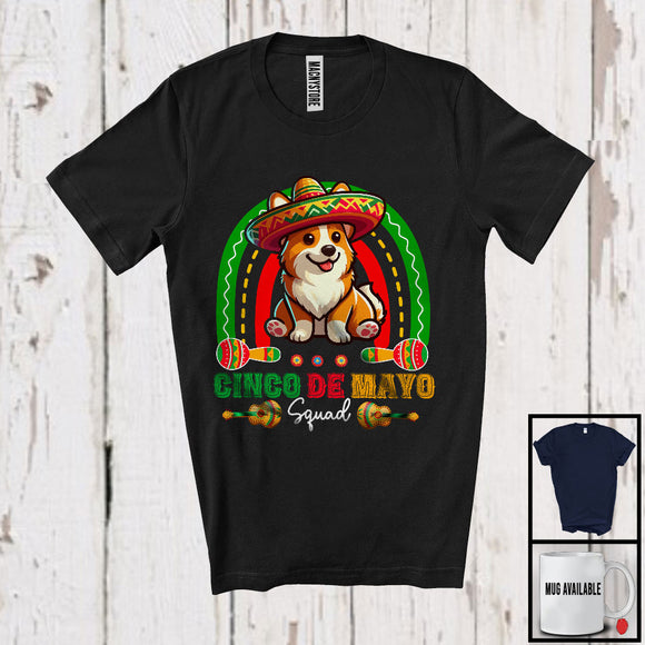 MacnyStore - Cinco De Mayo Squad, Adorable Corgi Sombrero, Rainbow Matching Mexican Pride Family T-Shirt