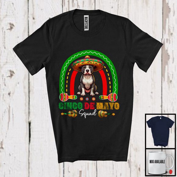 MacnyStore - Cinco De Mayo Squad, Adorable Pit Bull Sombrero, Rainbow Matching Mexican Pride Family T-Shirt