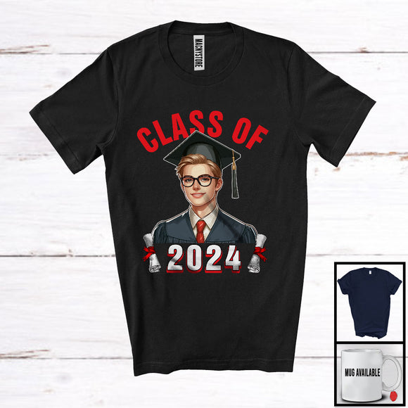 MacnyStore - Class Of 2024, Proud Graduation Graduate Men Boy, Matching School Student Group T-Shirt